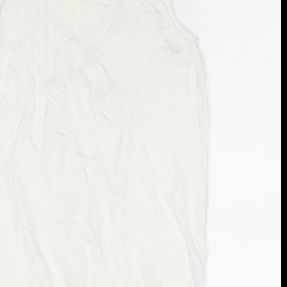 Oasis Womens White Viscose Basic Tank Size 10 V-Neck