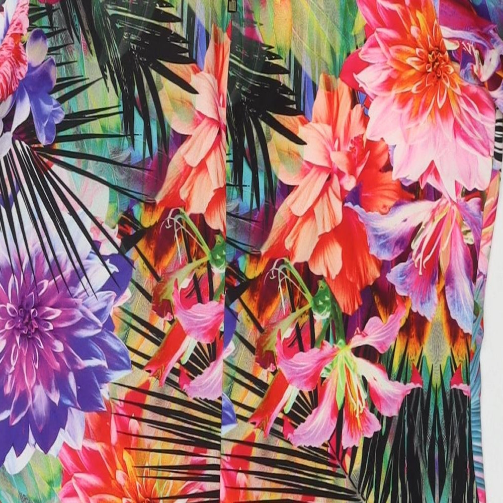Lipsy Womens Multicoloured Floral Polyester A-Line Size 8 Round Neck Zip