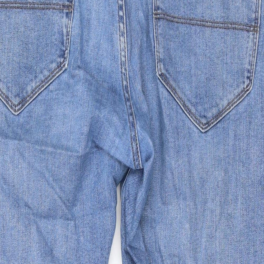 Marks & Spencer Womens Blue Cotton Straight Jeans Size 34 in L26 in Regular Zip