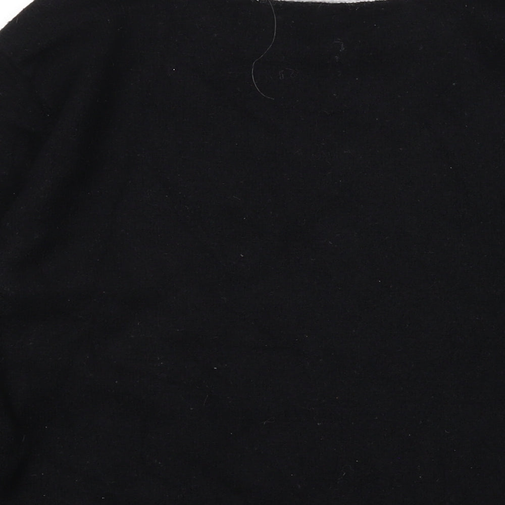 Fransa Womens Black Round Neck Geometric Viscose Pullover Jumper Size M