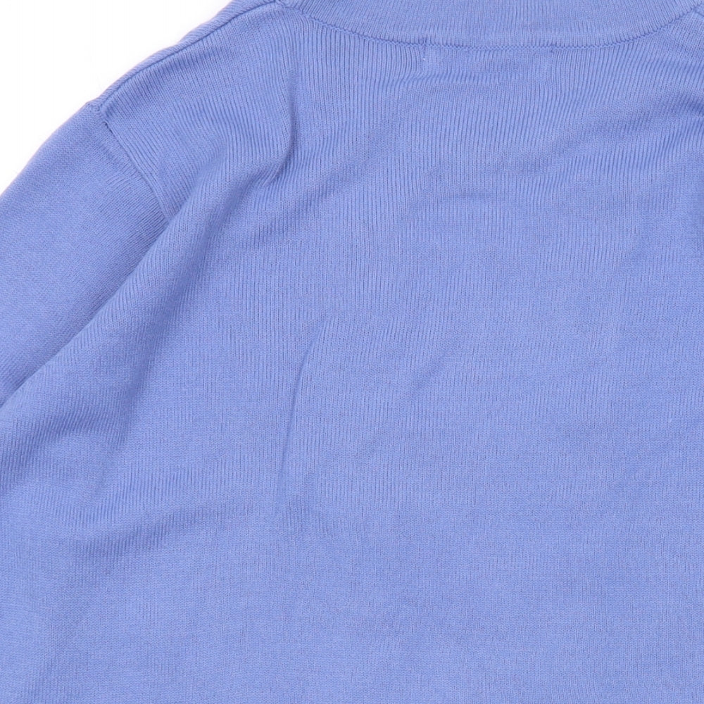 EWM Womens Blue Round Neck Striped Acrylic Pullover Jumper Size M