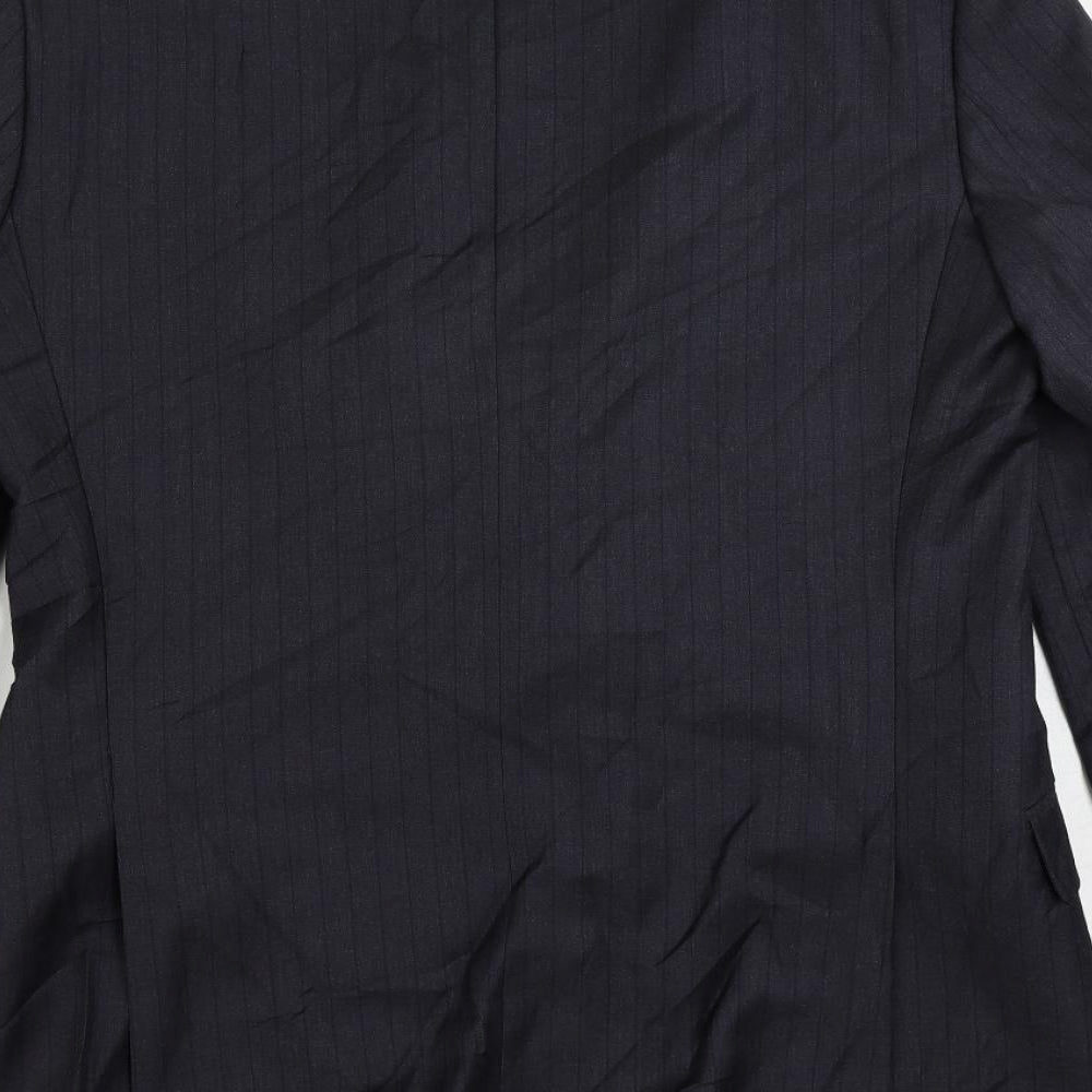 Marks & Spencer Mens Blue Striped Polyester Jacket Suit Jacket Size 42 Regular