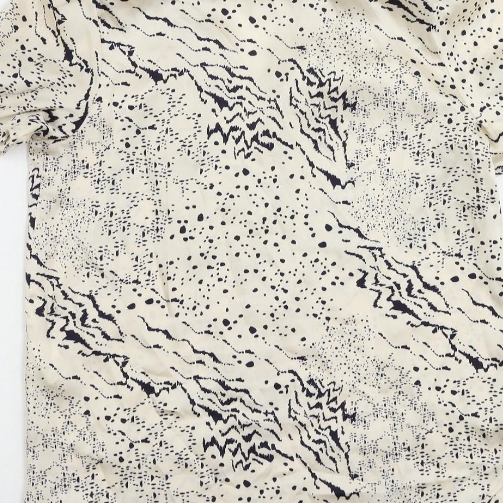 River Island Womens Beige Geometric Polyester Basic Blouse Size 6 V-Neck