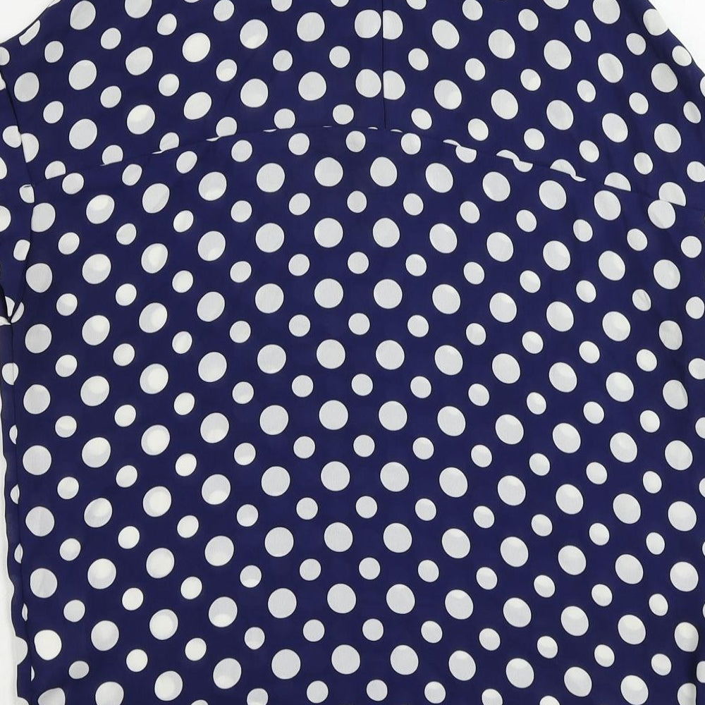 NEXT Womens Blue Polka Dot Polyester Basic Blouse Size 6 Round Neck