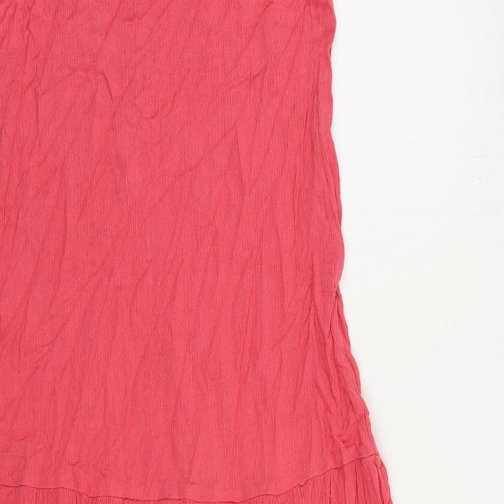Marks & Spencer Womens Pink Viscose Slip Dress Size 6 Round Neck Pullover