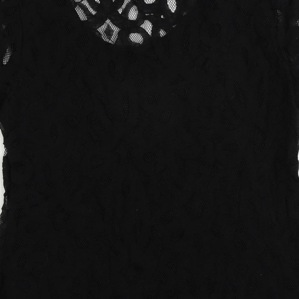 Per Una Womens Black Cotton Basic Blouse Size 10 Round Neck