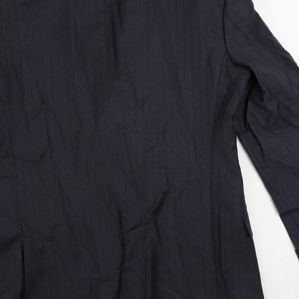 Marks & Spencer Mens Blue Striped Polyester Jacket Suit Jacket Size 38 Regular