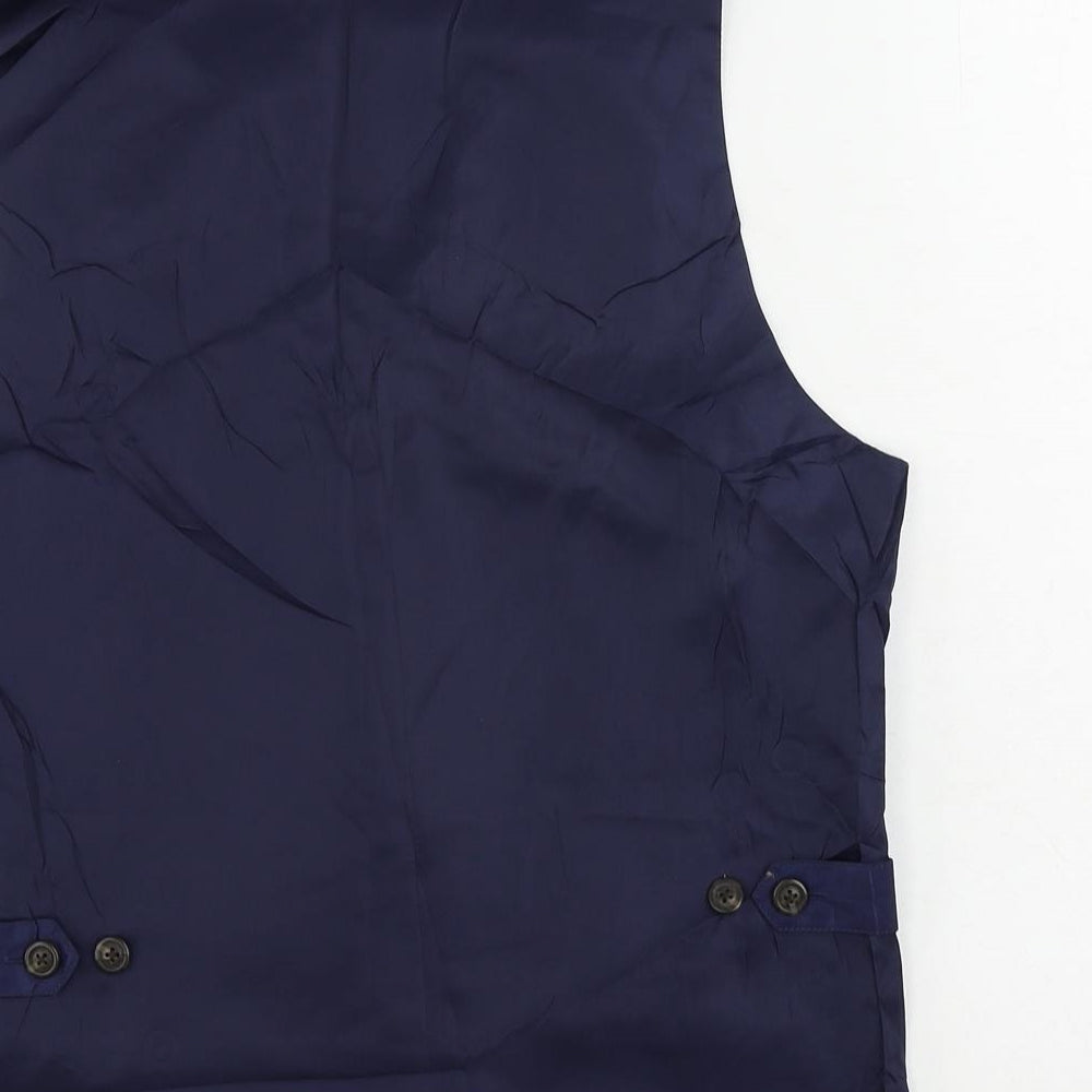 Marks & Spencer Mens Blue Wool Jacket Suit Waistcoat Size 36 Regular