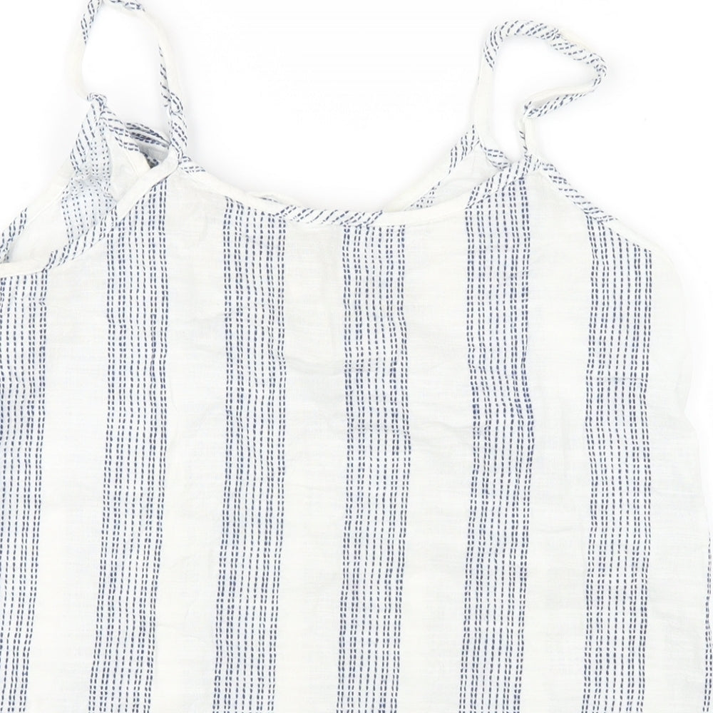 H&M Womens White Striped Cotton Camisole T-Shirt Size 10 V-Neck