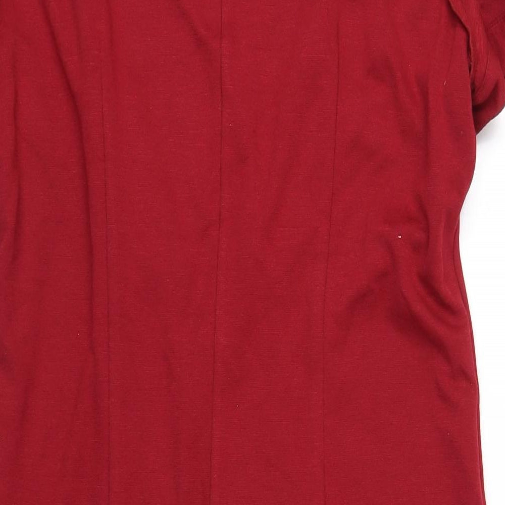 Betty Jackson Womens Red Polyester A-Line Size 14 Round Neck Zip