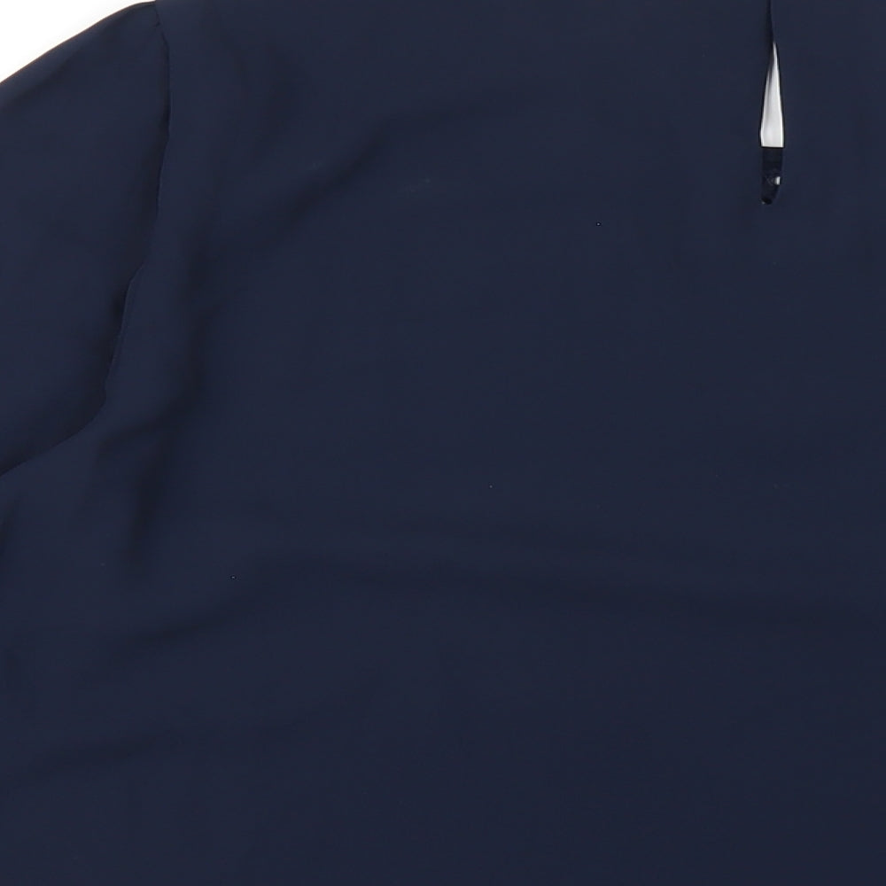 Marks & Spencer Womens Blue Polyester Basic T-Shirt Size 14 Round Neck