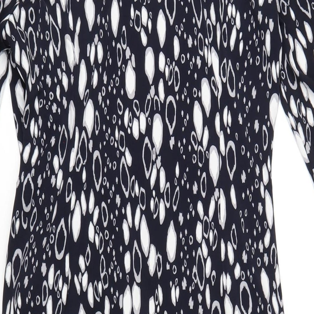 Planet Womens Blue Geometric Polyester Pencil Dress Size 8 V-Neck Pullover