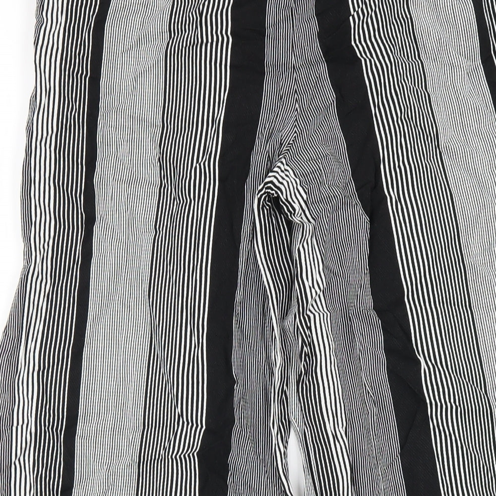 Marks and Spencer Womens Black Striped Viscose Trousers Size 8 L26 in Regular