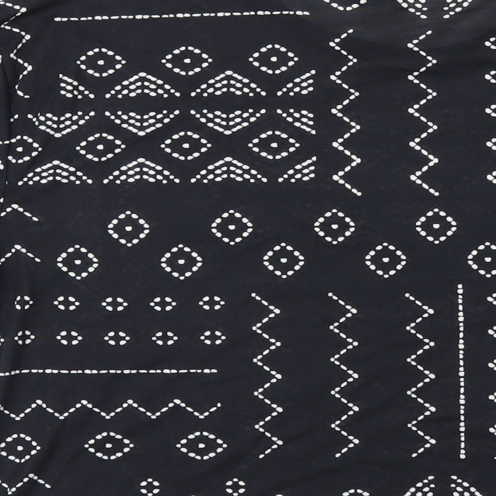 Marks & Spencer Womens Black Geometric Polyester Basic T-Shirt Size 8 Round Neck