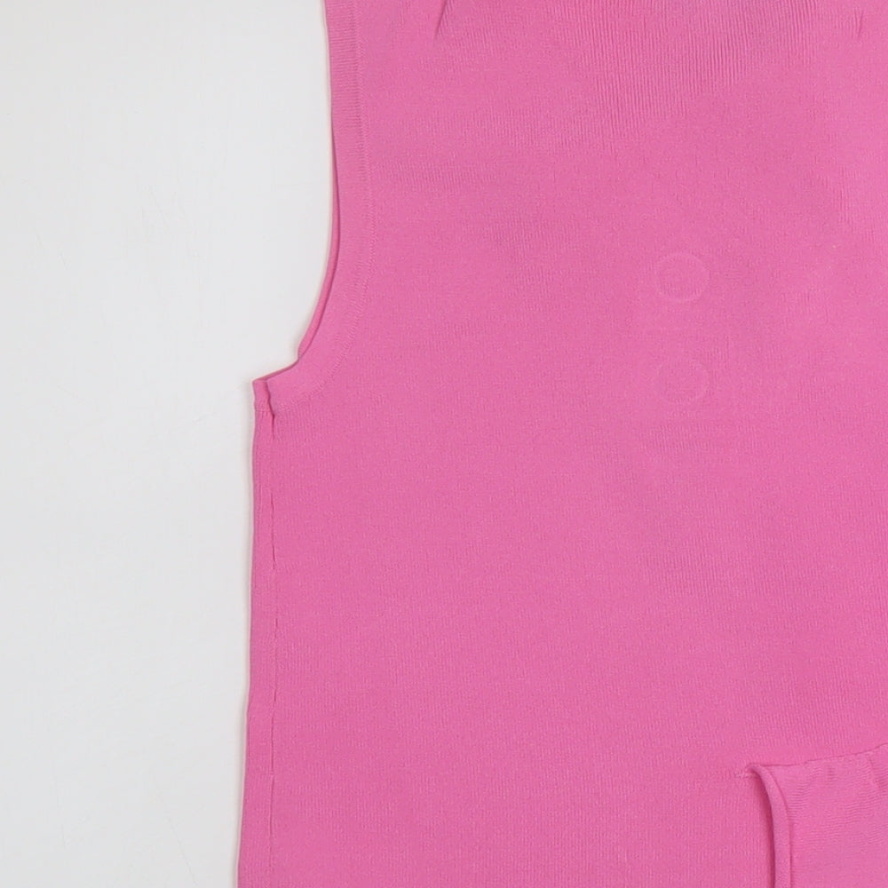 Warehouse Womens Pink Viscose Basic Tank Size 12 Round Neck