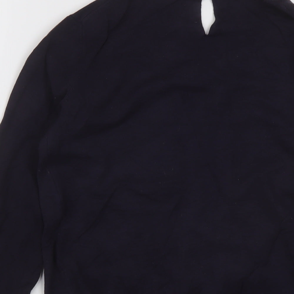 Mango Womens Blue Crew Neck Acrylic Cardigan Jumper Size S