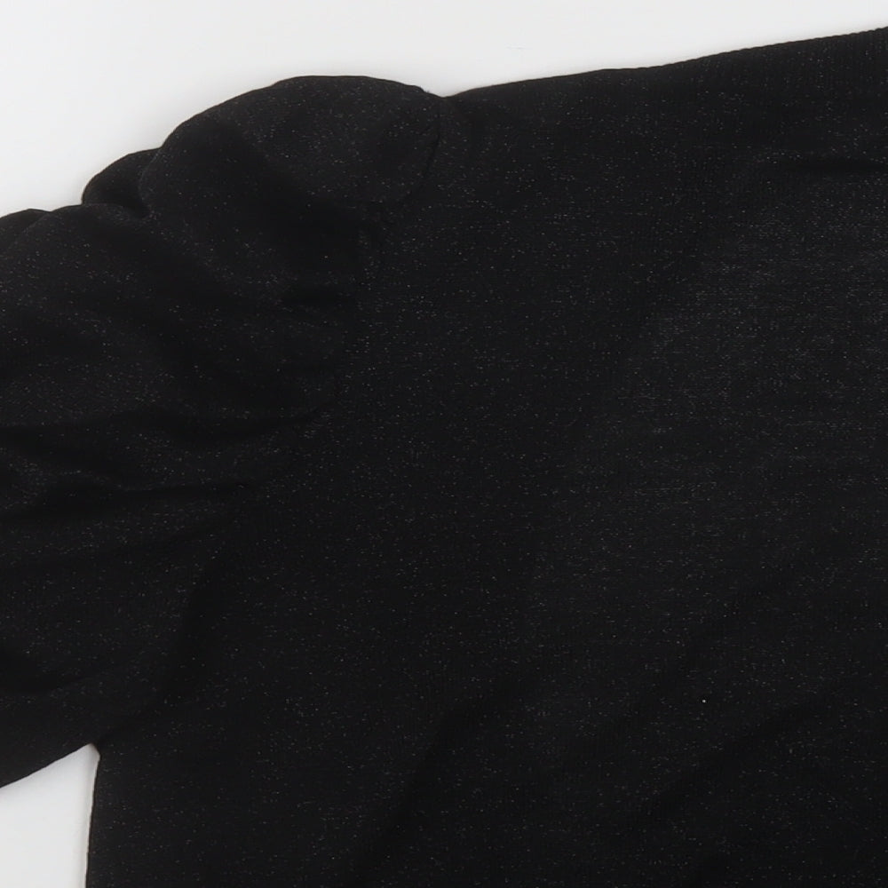 Agenda Womens Black V-Neck Viscose Shrug Jumper Size 12