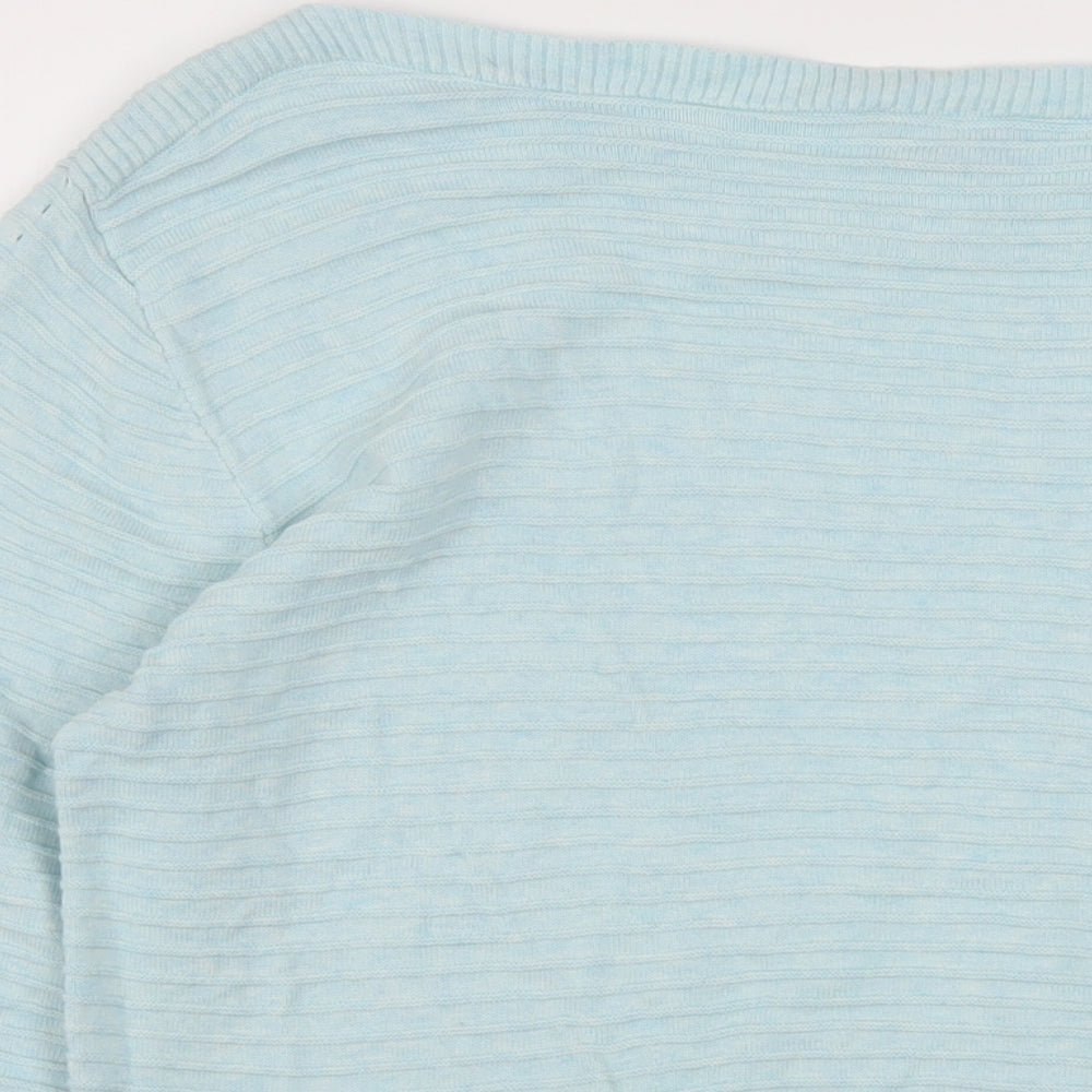 Marble Womens Blue Boat Neck Cotton Pullover Jumper Size 12