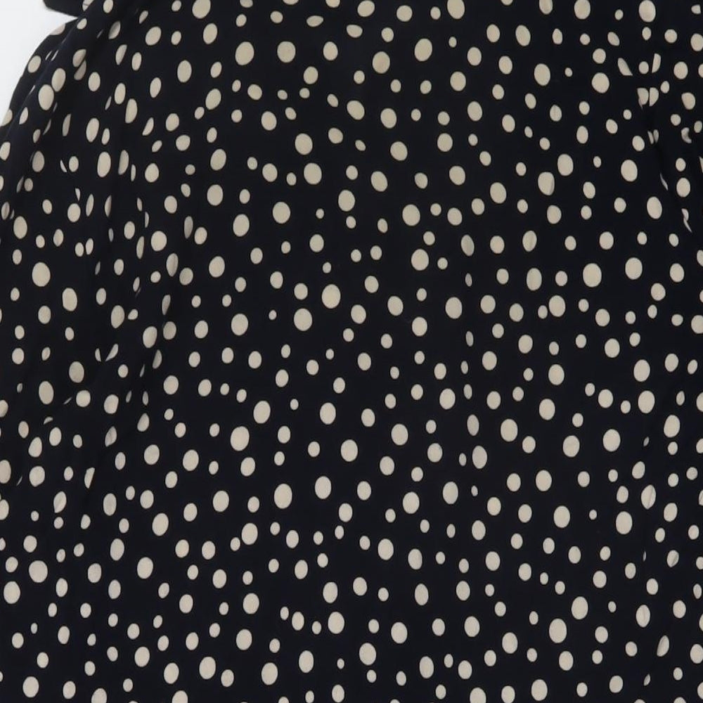 Pop England Womens Blue Polka Dot Viscose Basic Button-Up Size 10 V-Neck