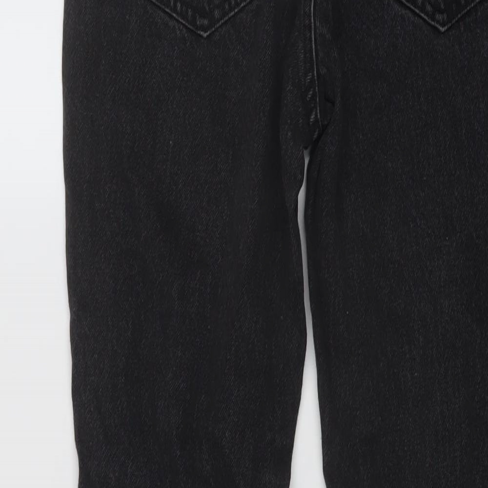 Next Womens Grey Cotton Mom Jeans Size 6 L25 in Regular Button