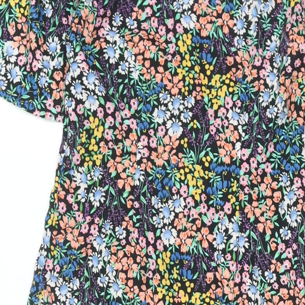 New Look Womens Multicoloured Floral Polyester Shift Size 8 V-Neck Zip