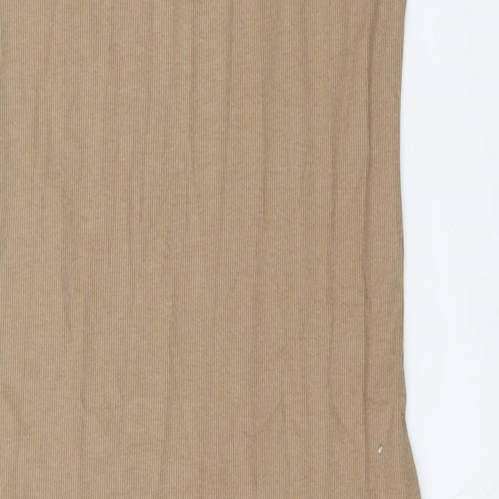 Zara Womens Brown Cotton Bodycon Size L Roll Neck Pullover - Ribbed