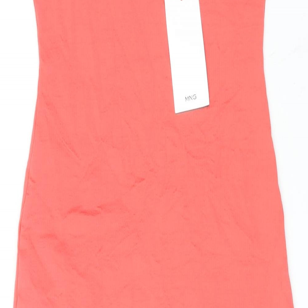 Mango Womens Pink Polyamide Mini Size S Square Neck Pullover