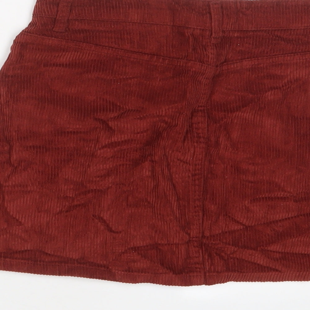 Topshop Womens Red Cotton A-Line Skirt Size 8 Zip