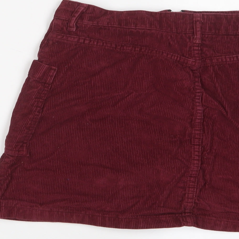 Topshop Womens Red Cotton A-Line Skirt Size 10 Zip