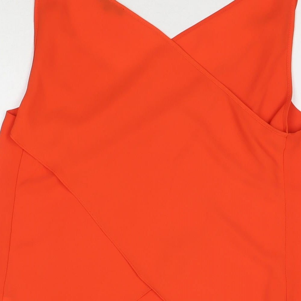 River Island Womens Orange Polyester Basic Tank Size 10 V-Neck