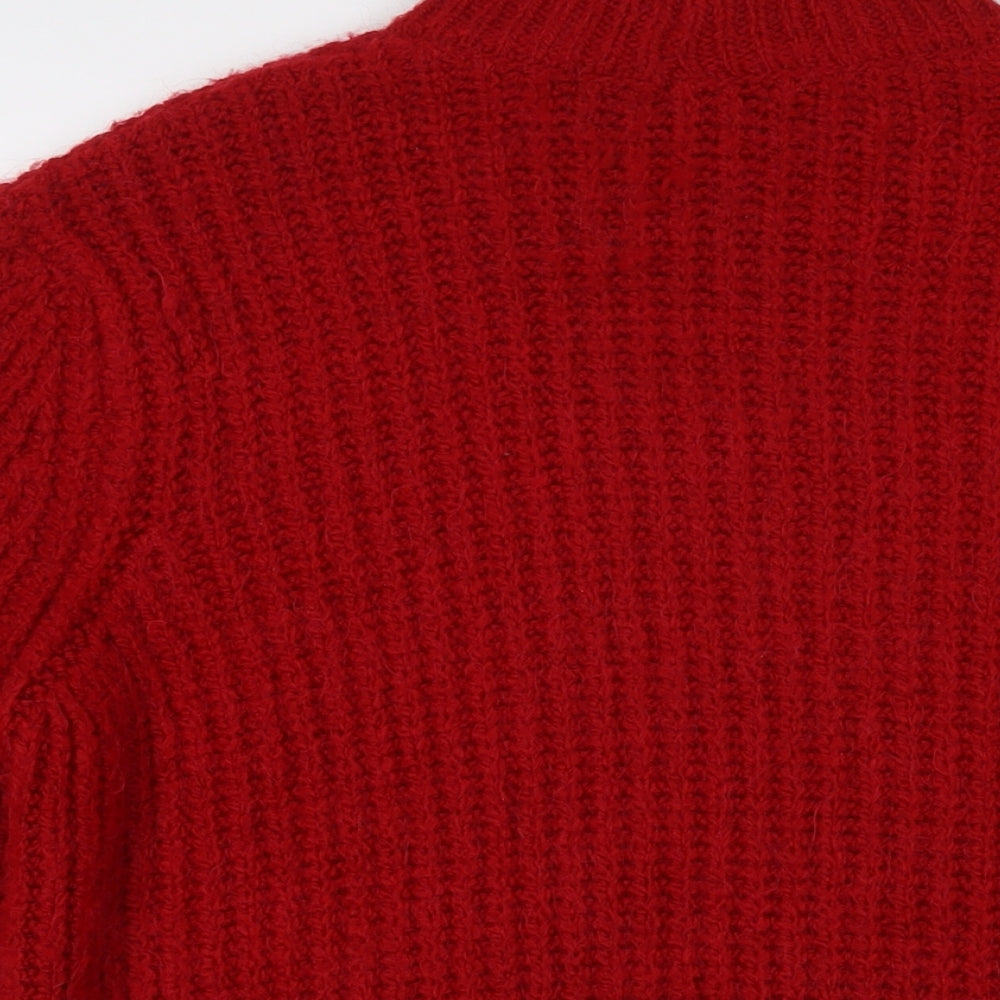 marks Womens Red Round Neck Acrylic Pullover Jumper Size L