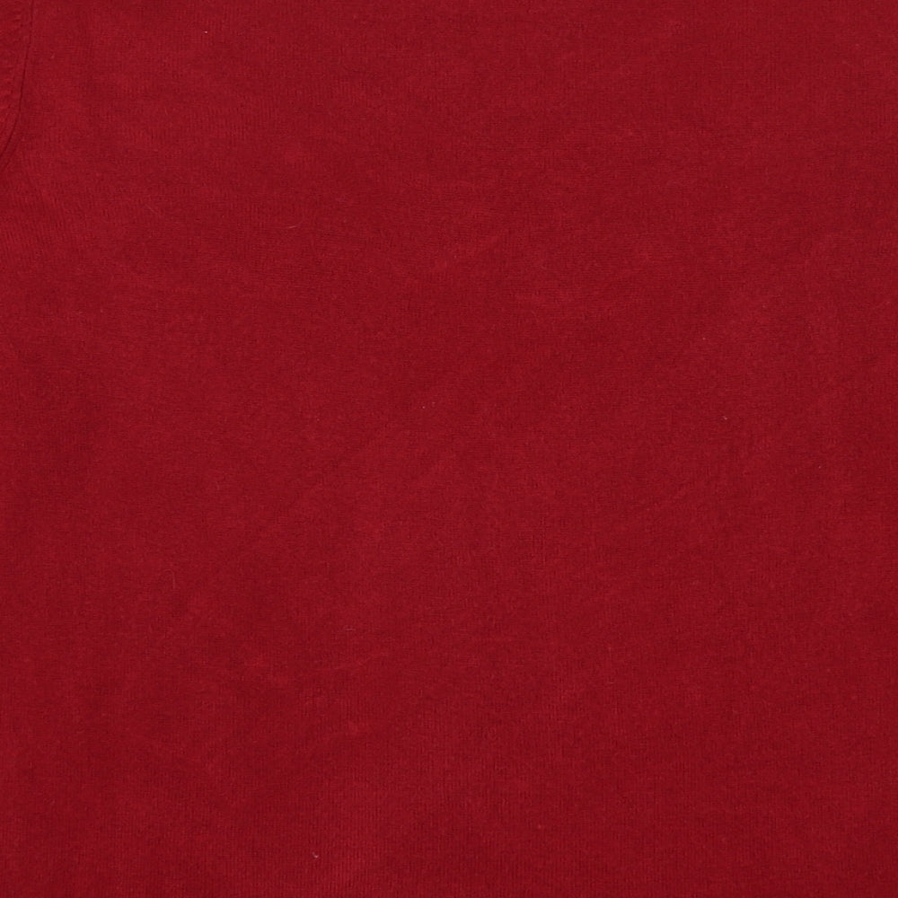 Bonmarché Womens Red Round Neck Acrylic Pullover Jumper Size 14