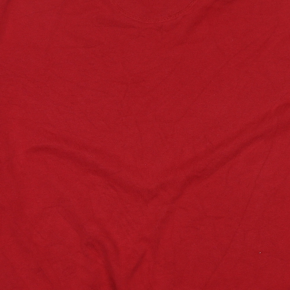 Fynch-Hatton Womens Red Round Neck Cotton Pullover Jumper Size XL