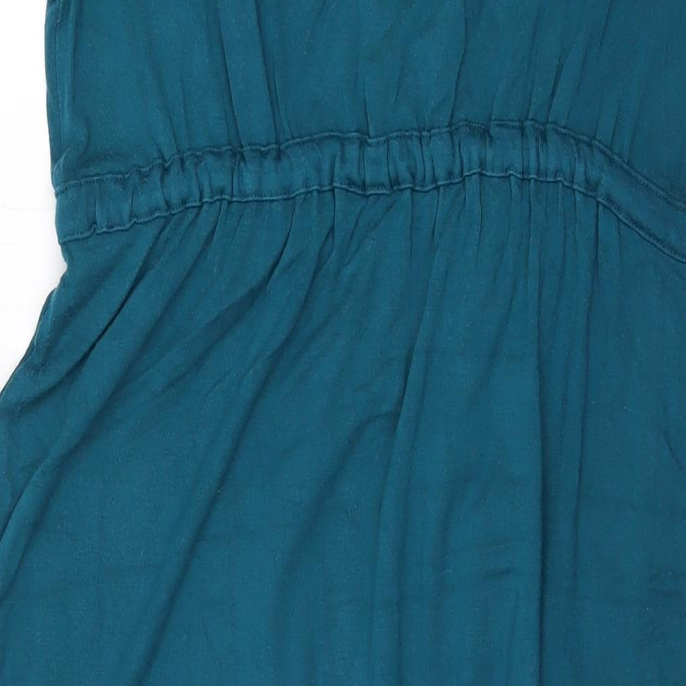 H&M Womens Green Viscose A-Line Size 10 V-Neck