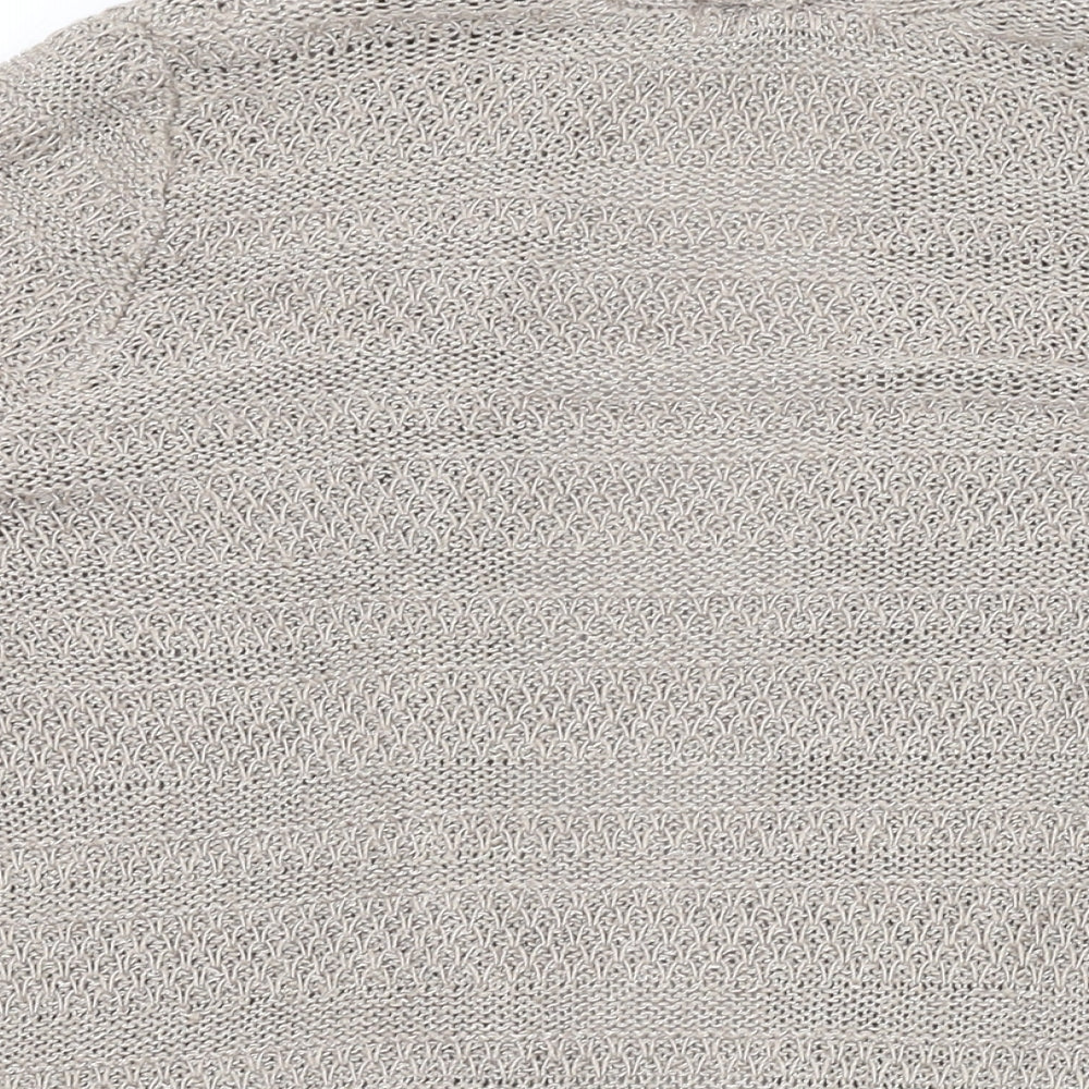 Marks & Spencer Womens Beige V-Neck Acrylic Cardigan Jumper Size 16