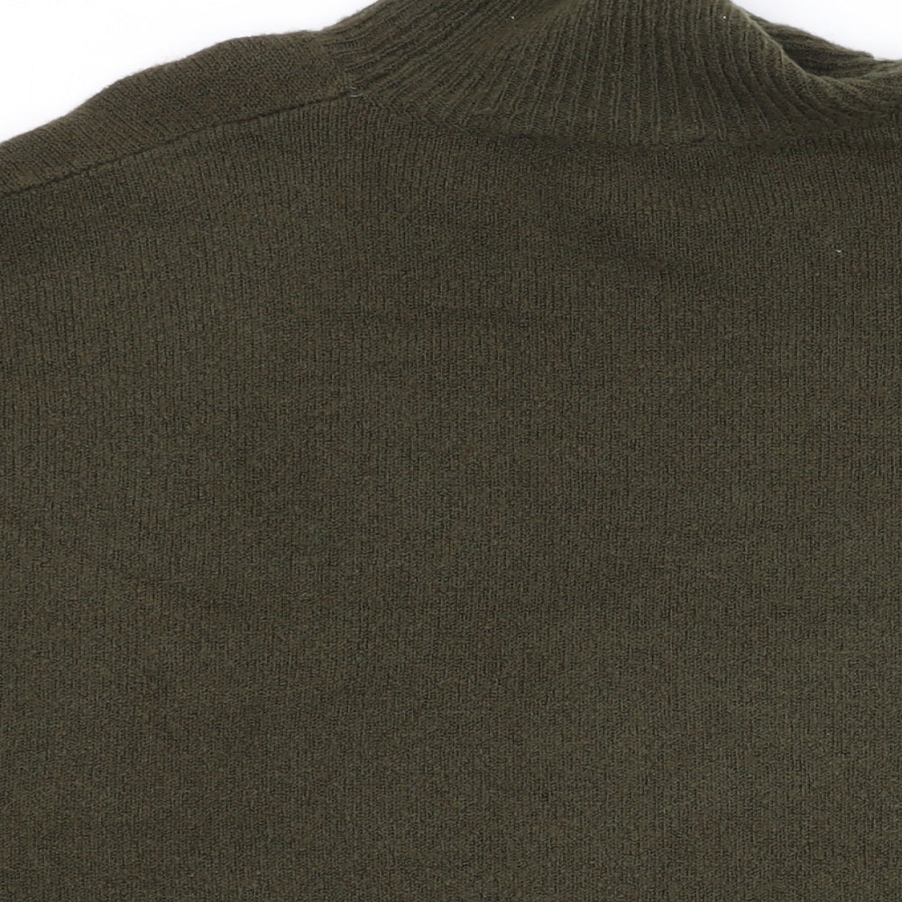 Oasis Womens Green Mock Neck Acrylic Cape Jumper Size M