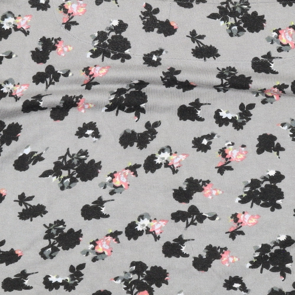 NEXT Womens Grey Round Neck Floral Cotton Pullover Jumper Size 10
