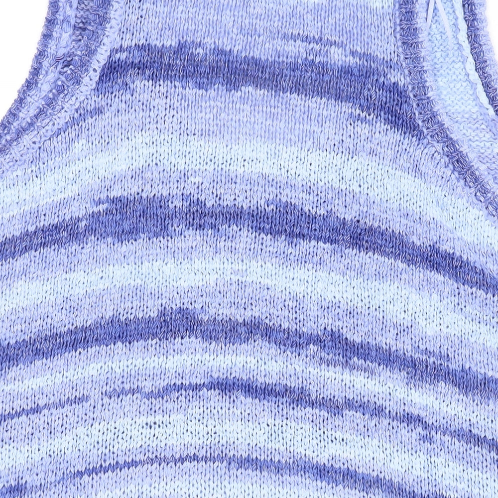 Zara Womens Purple Striped Acrylic Basic Tank Size M Scoop Neck