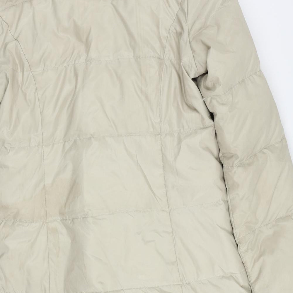 Ellen Tracy Womens Beige Quilted Coat Size L Zip