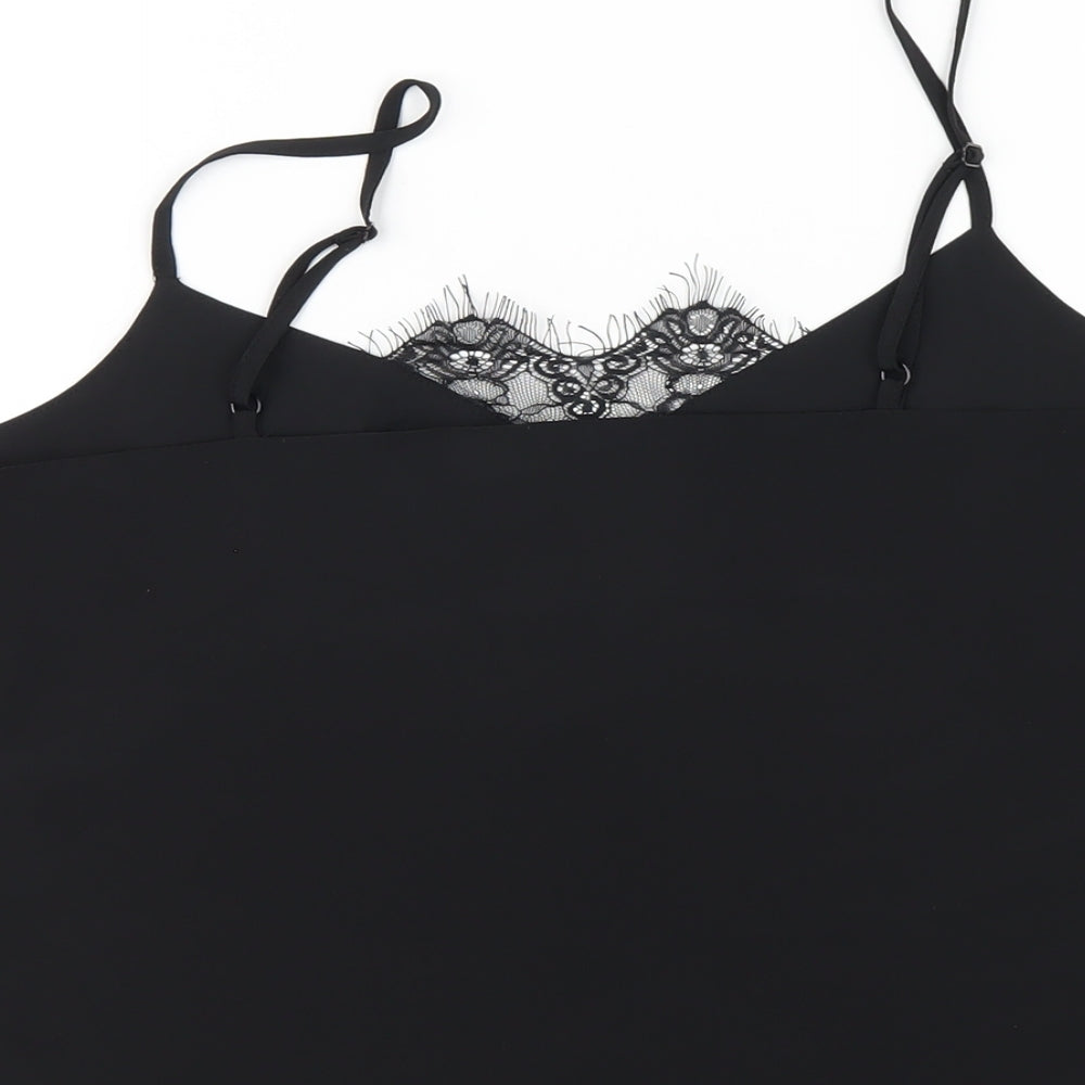 Lipsy Womens Black Polyester Camisole T-Shirt Size 12 V-Neck