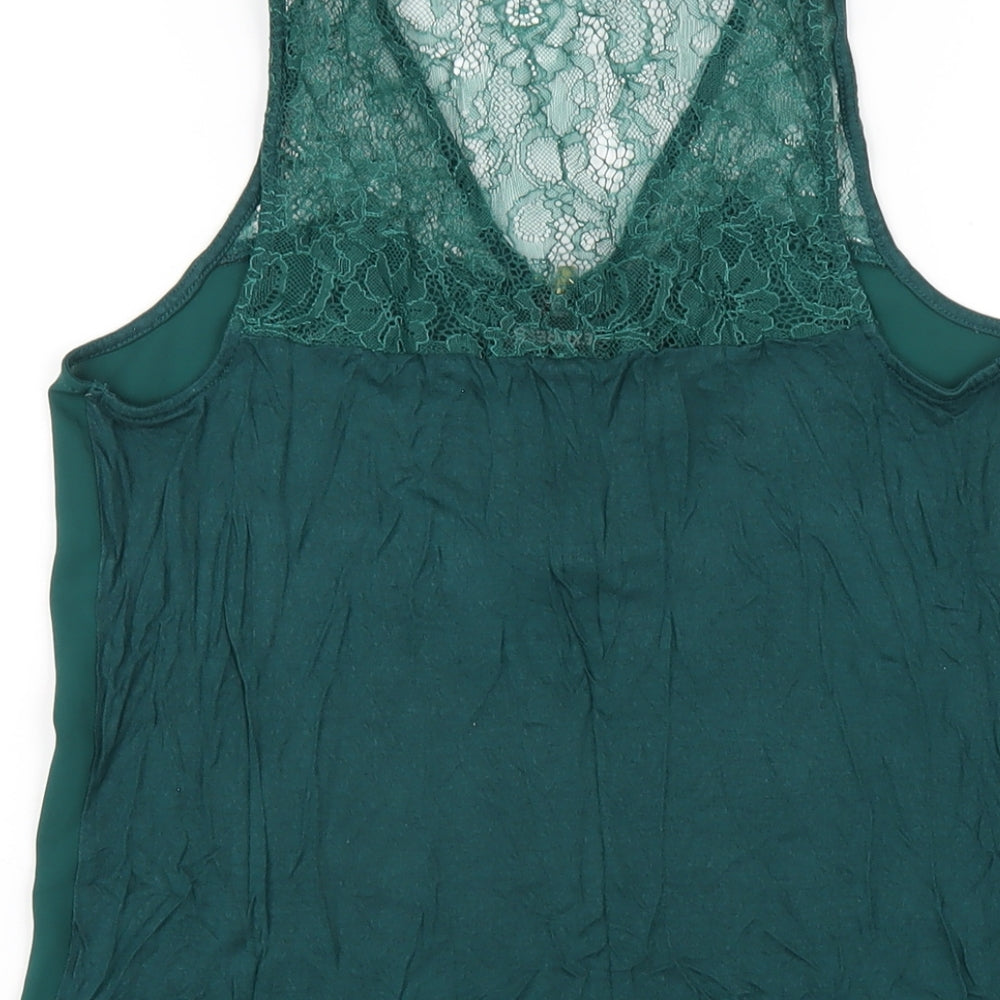 Express Womens Green Polyester Basic Tank Size S V-Neck