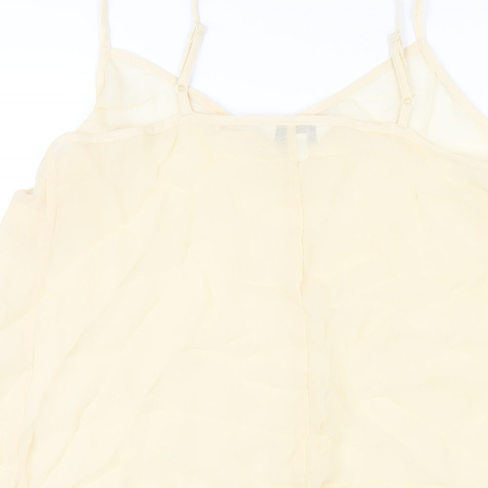 Marks & Spencer Womens Ivory Viscose Slip Dress Size 12 V-Neck Pullover