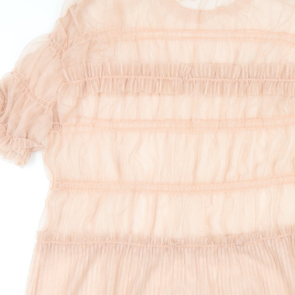 Topshop Womens Pink Polyester A-Line Size 12 Round Neck Pullover
