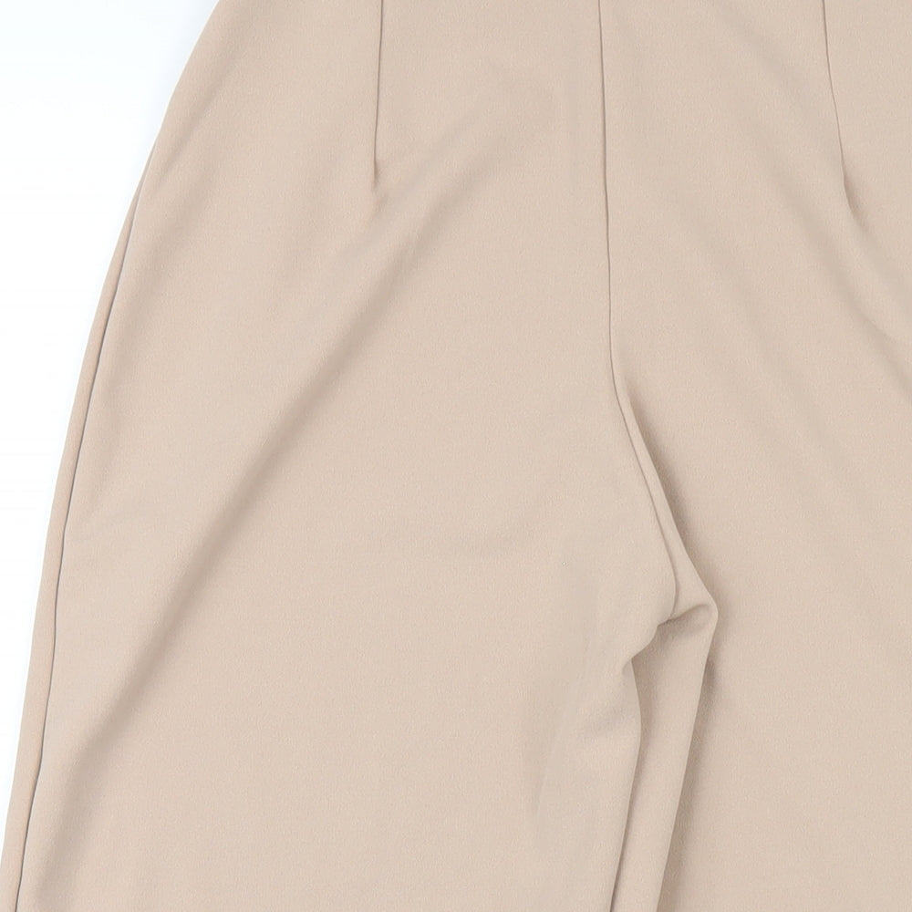 Boohoo Womens Beige Polyester Trousers Size 10 L22 in Regular