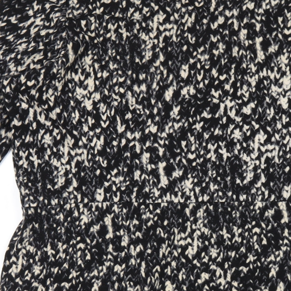 Kaleidoscope Womens Black Geometric Polyester A-Line Size 18 Round Neck Pullover