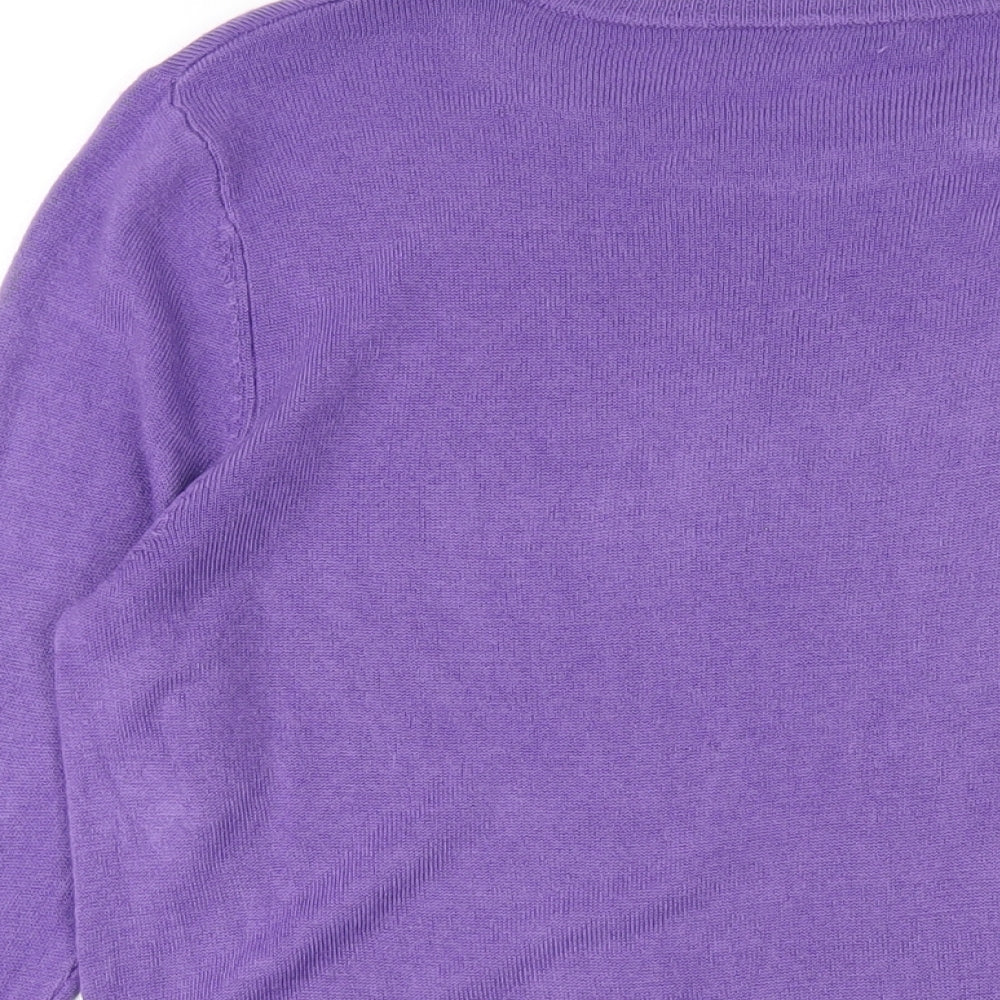 Vida Vi Womens Purple Round Neck Acrylic Pullover Jumper Size M