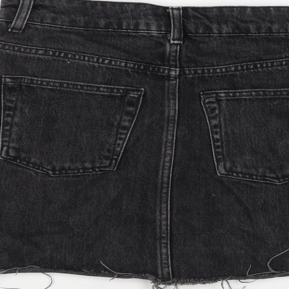 TRopsho[ Womens Grey Cotton Mini Skirt Size 8 Button
