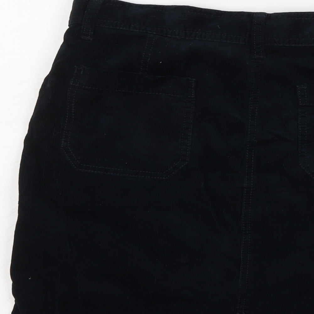 Marks & Spencer Womens Blue Cotton Mini Skirt Size 8 Button