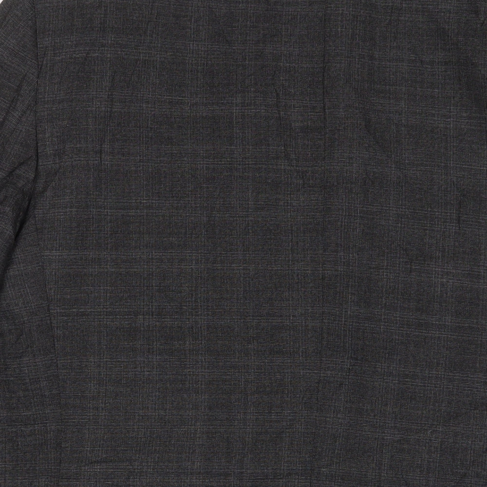 Marks & Spencer Mens Grey Plaid Polyester Jacket Suit Jacket Size 40 Regular