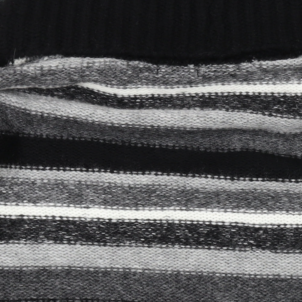 M&Co Womens Black Roll Neck Striped Acrylic Pullover Jumper Size 2